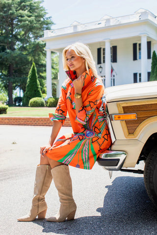 Shirt Dress Short in Estate Orange