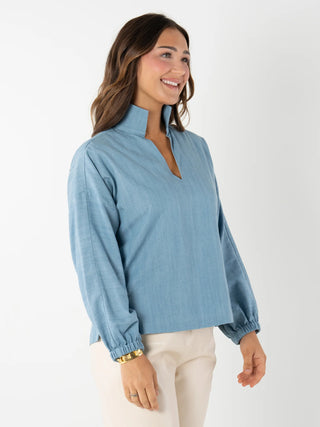 LS Poppy Top in Denim