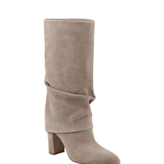 Larita Block Heel Boot in Taupe Suede