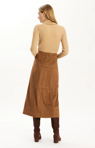 Pheobe Faux Suede Skirt in Bison