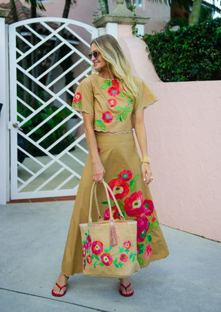 Paloma Top in Poppy Patch Iced Coffee