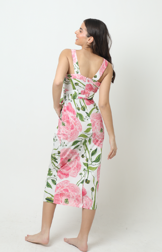 Amelia Midi in Peonies White