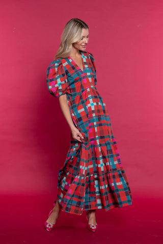 Margot Dress in Poinsettia Tartan