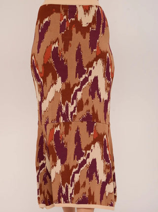 Mel Knit Skirt in Amber Brush Print Knit