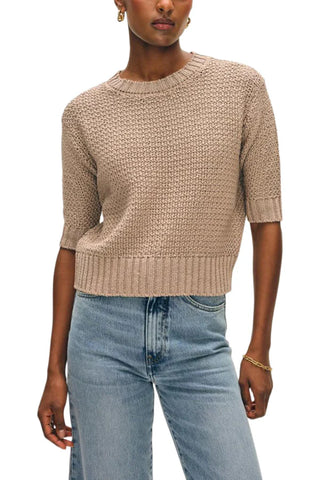 Mercerized Cotton Textured Tee in Warm Stone