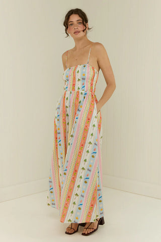 West Dress in Tropical Stripe