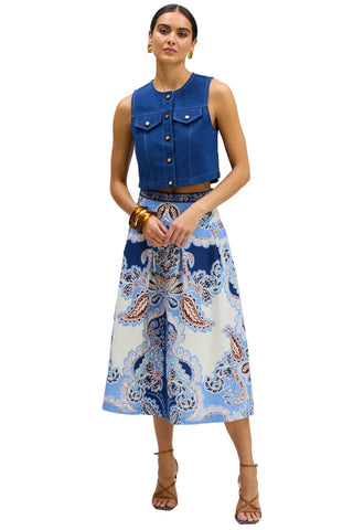 Mabel Skirt in Azure Paisley