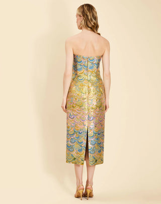 Sabrina Convertible Midi Dress in Gilded Marble