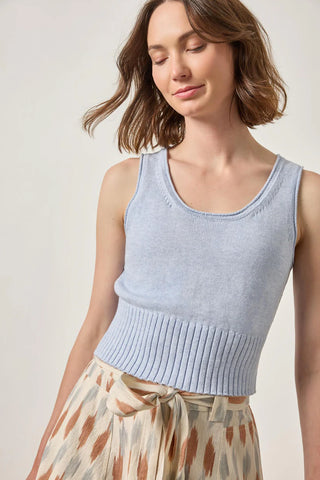 Cropped Scoop Tank Sweater in Clearwater
