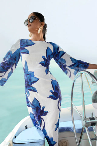 Camelia Dress in Lotus Indigo