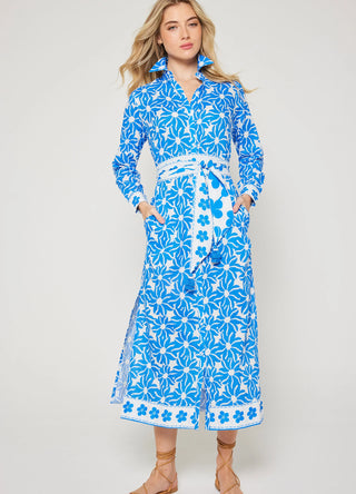 Vaeda 52" Shirt Dress in Royal
