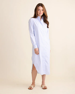Louisiana Dress in Blue/Rose Stripe
