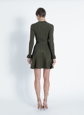 Laurel Knit Mini Dress in Army