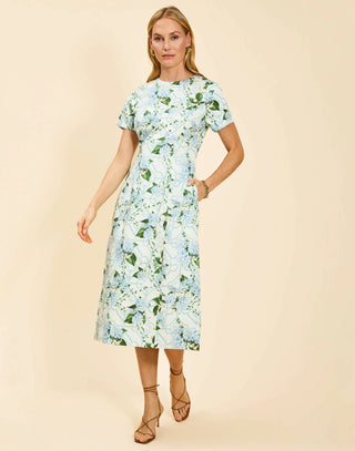 Hampton Convertible Midi Dress in Quatrefoil Blue