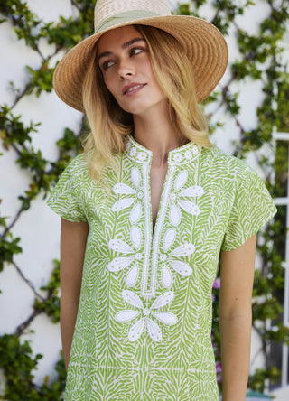 Eli Cap Slv Dress in Coral/Green