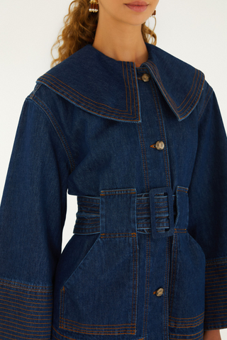 Trench Coat in Black Denim