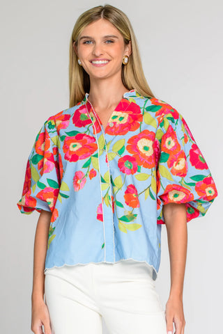 Edie Top in Poppy Patch Blueberry