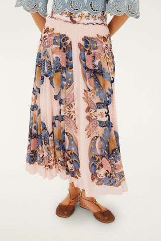 Sea Garden Scarf Maxi Skirt in Soft Pink