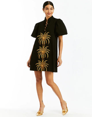 Elliana Mini Dress in Palm Black
