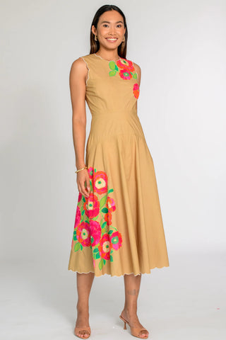 Claire Dress in Poppy Patch Iced Coffee