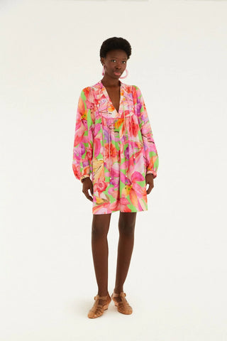 Artsy Flora Mini Dress in Green