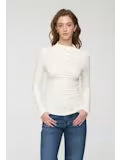 Nathalia Long Sleeve Draped Mock Neck in Soft White