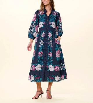 Donatella Midi Dress in Juliet Ebony Print