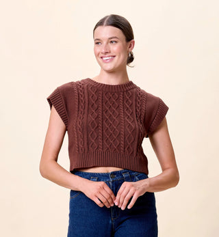 Gigi Sweater Vest in Cocoa
