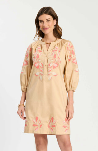 Sara Peachy Applique Dress in Hazelnut
