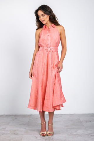 Jolene Midi Dress in Coral