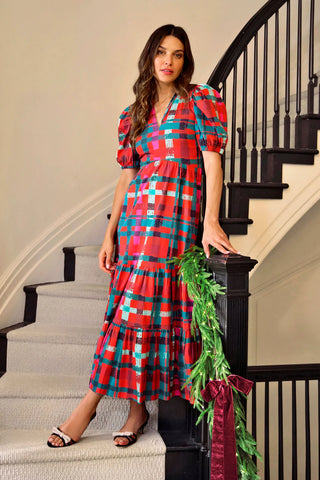 Margot Dress in Poinsettia Tartan