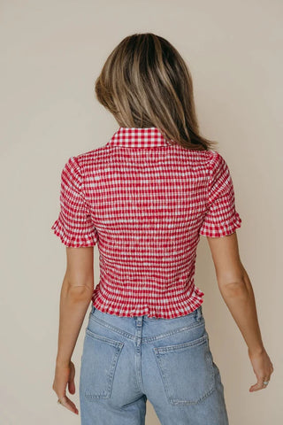 Ziggy Top in Red & Cream Check