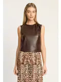 Jag Top in Chocolate Vegan Leather