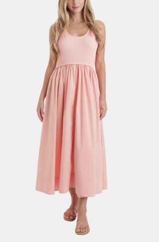 Ray Knit Combo Dress in Coral