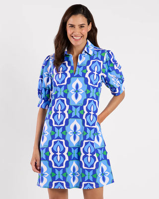 Emerson Dress in Butterfly Tile Cobalt