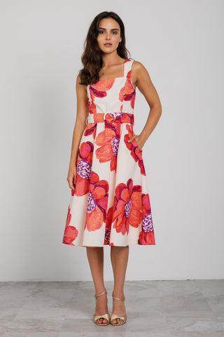 Legacy Dress in Butter/Coral