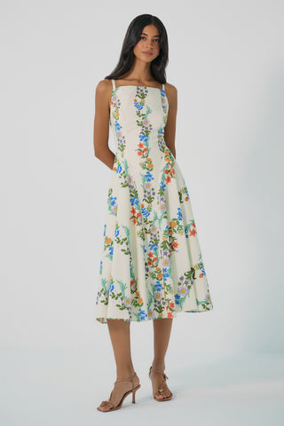 Caterina Dress in Ivory/Multi