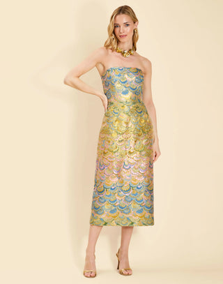 Sabrina Convertible Midi Dress in Gilded Marble