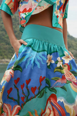 Garden of Life Multicolor Midi Skirt