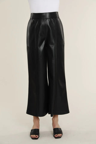 Vegan Wide Leg Crop Pant in Black