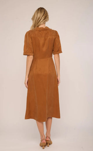 Robbin Midi Dress in Cognac