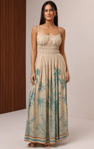 Women's Emilia Maxi Dress | Color: Blue Leopard | Size: Small by Shore Women's Emilia Maxi Dress | Color: Blue Leopard | Size: Small by Shore