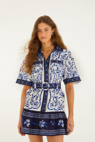 Porcelain Garden Mini Dress in Off-White