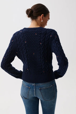 Shana Long Sleeve Cable Sweater in Soft Night