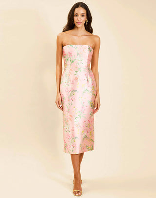 Sabrina Midi Dress in Rose Vines