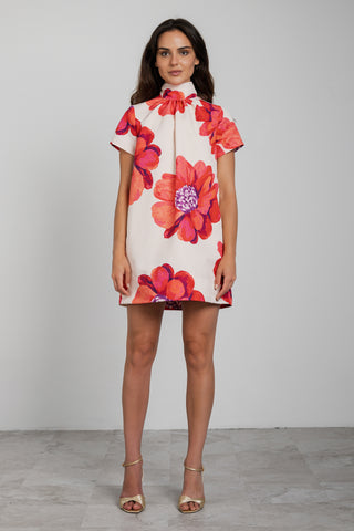 Rory Dress in Butter/Coral