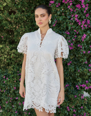 Elliana Lace Mini Dress in Ivory