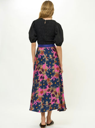 Swing Skirt in Suzani Navy