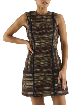 Jeanette Dress in Navy Multi Tweed