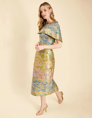 Sabrina Convertible Midi Dress in Gilded Marble